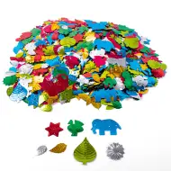 PlayBox: Flittere mari colorate în diverse culori, dimensiuni și forme, de la 1,5 cm la 4 cm, pachet de 100g.