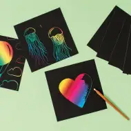 PlayBox: Hârtie ceruită neagră pentru zgâriat 15x15 cm, set de 10 bucăți