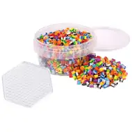 PlayBox: Mărgele MIDI de 5 mm cu dungi termoadezive, 1000 bucăți cu placă de bază hexagonală