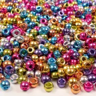 PlayBox: Mărgele colorate în formă de cilindru, culori metalice, pachet de 1000 bucăți.