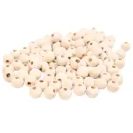 PlayBox: Mărgele din lemn natural de 10mm, pachet de 100 bucăți