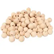 PlayBox: Mărgele din lemn natural de 15mm, pachet de 100 bucăți