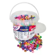 PlayBox: Mărgele din plastic metalizat argintiu în găleată, 1000 buc.