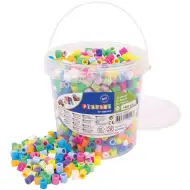PlayBox: Mărgele termoadezive de 9 mm XL MAXI în culori pastel și neon, în găleată, pachet de 1400 bucăți.