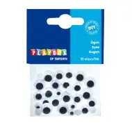 PlayBox: Ochi mobili alb-negru cu gene, în mai multe dimensiuni, 30 buc.