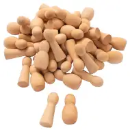PlayBox: Păpuși din lemn natural 40x47mm, pachet de 50 bucăți