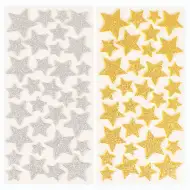 PlayBox: Set de autocolante cu stele aurii și argintii sclipitoare, 132 de bucăți