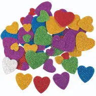 PlayBox: Set de inimi din burete cu sclipici autoadeziv, 60 de bucăți