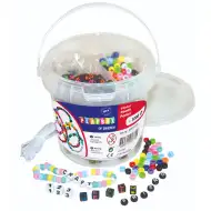 PlayBox: Set de mărgele de nădit colorate și cu litere, 1000 de bucăți, în cutie.