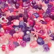 PlayBox: Set de mărgele de plastic pentru gătit, 1000 de bucăți, în culori roz și violet.