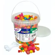 PlayBox: Set de mărgele din lemn colorate pentru gătit în găleată 250gr