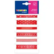 PlayBox: Set de panglici din satin roșu cu diverse modele, set de 6 bucăți, 1m