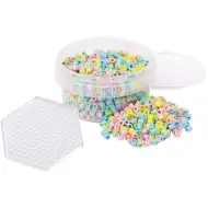 PlayBox: mărgele MIDI pastel termoadezive de 5 mm, set de 1000 bucăți cu placă hexagonală