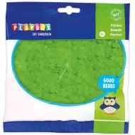 PlayBox: mărgele MIDI transparente de 5mm, verzi, pentru călcat, pachet de 6000 bucăți.