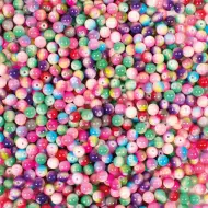 Playbox: Set de mărgele colorate melanj din sticlă de înșirat – Ø 8 mm, pachet de 250 bucăți