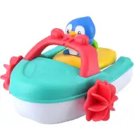 Playgo: Jucărie de baie cu pinguin pe barcă cu motor