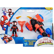 Póki și prietenii săi minunați: figurină Miles Morales cu vehicul Techno-Racer - Hasbro