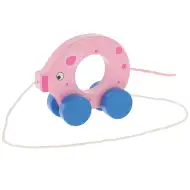 Porcușor pe roți, jucărie de tras din lemn - Trefl