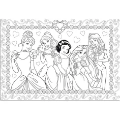 Prințese Disney 2 în 1 puzzle de 108 piese și carte de colorat 50x35cm - Lisciani imaginea 2
