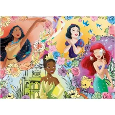 Prințese Disney 2 în 1 puzzle de 24 piese și carte de colorat 35x25cm - Lisciani imaginea 2