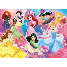 Prințese Disney în echipă 2 în 1 puzzle maxi Eco cu 24 de piese și carte de colorat 70x50cm - Lisciani imaginea 2