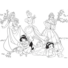 Prințesele Disney - Magia grădinii de basm 2 în 1 puzzle de 60 de piese și carte de colorat 50x35cm - Lisciani imaginea 3