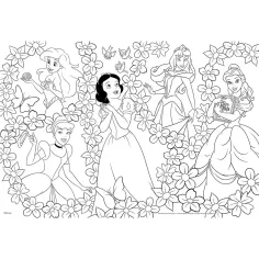 Prințesele Disney 2 în 1 maxi puzzle 2x60 piese și carte de colorat 50x35cm - Lisciani imaginea 2