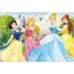Prințesele Disney 2 în 1 puzzle de 60 piese și carte de colorat 50x35cm - Lisciani imaginea 2
