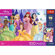 Prințesele Disney, puzzle de 100 piese cu poster UFT - Trefl
