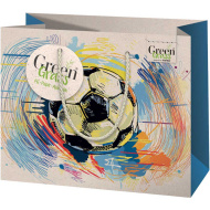 Pungă cadou Green Grass, cu imprimeu de minge de fotbal, mărime medie, 18x10x23 cm