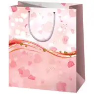 Pungă cadou exclusivă de dimensiune normală cu inimioare roz 11x6x14cm