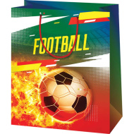 Pungă cadou exclusivă, de mărime medie, cu model de minge de fotbal 18x23x10 cm