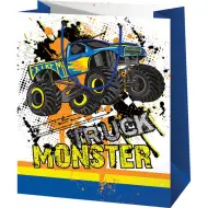 Pungă de cadou medie cu model Monster Truck 18x10x23cm