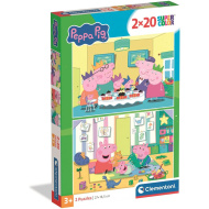 Purcelușa Peppa – puzzle Supercolor 2x20 piese - Clementoni