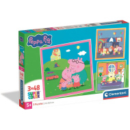 Purcelușa Peppa puzzle Super Color 3 x 48 piese - Clementoni