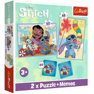 Puzzle Disney Lilo &amp; Stitch și set de cărți de memorie 2 în 1 - Trefl