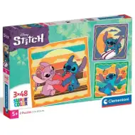 Puzzle Supercolor 3x48 piese Disney+Stitch și Angel - Clementoni