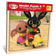 Puzzle cu ramă din lemn, 9 piese, Bing și prietenii - Lisciani