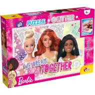 Puzzle cu sclipici Barbie prietene, 60 piese, 50x35 cm - Lisciani