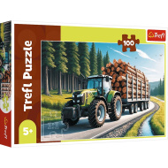 Puzzle de 100 piese cu tractor forestier - Trefl