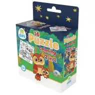 Puzzle de colorat 2 în 1 cu 16 piese - Bufniță