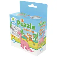 Puzzle de colorat 2 în 1 cu 16 piese - Dino