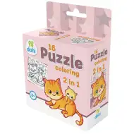 Puzzle de colorat 2 în 1 cu 16 piese - Pisică