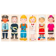 Puzzle din cuburi de lemn cu ocupații - Woodyland imaginea 2