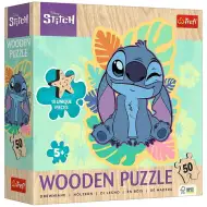 Puzzle din lemn cu 50 de piese - Aventura tropicală a lui Stitch - Trefl