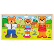 Puzzle din lemn cu familie de urși îmbrăcabili - Woodyland