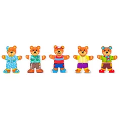 Puzzle din lemn cu familie de urși îmbrăcabili - Woodyland imaginea 4