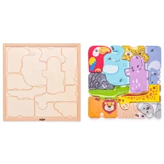 Puzzle din lemn cu forme de animale - Woodyland imaginea 2