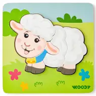 Puzzle din lemn cu mielușei, 5 bucăți - Woodyland