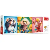 Puzzle panoramic cu defilare de modă pentru câini, 500 de piese - Trefl